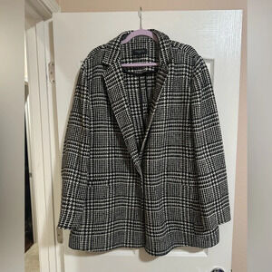 Talbots Women Black and White Plaid Blazer
